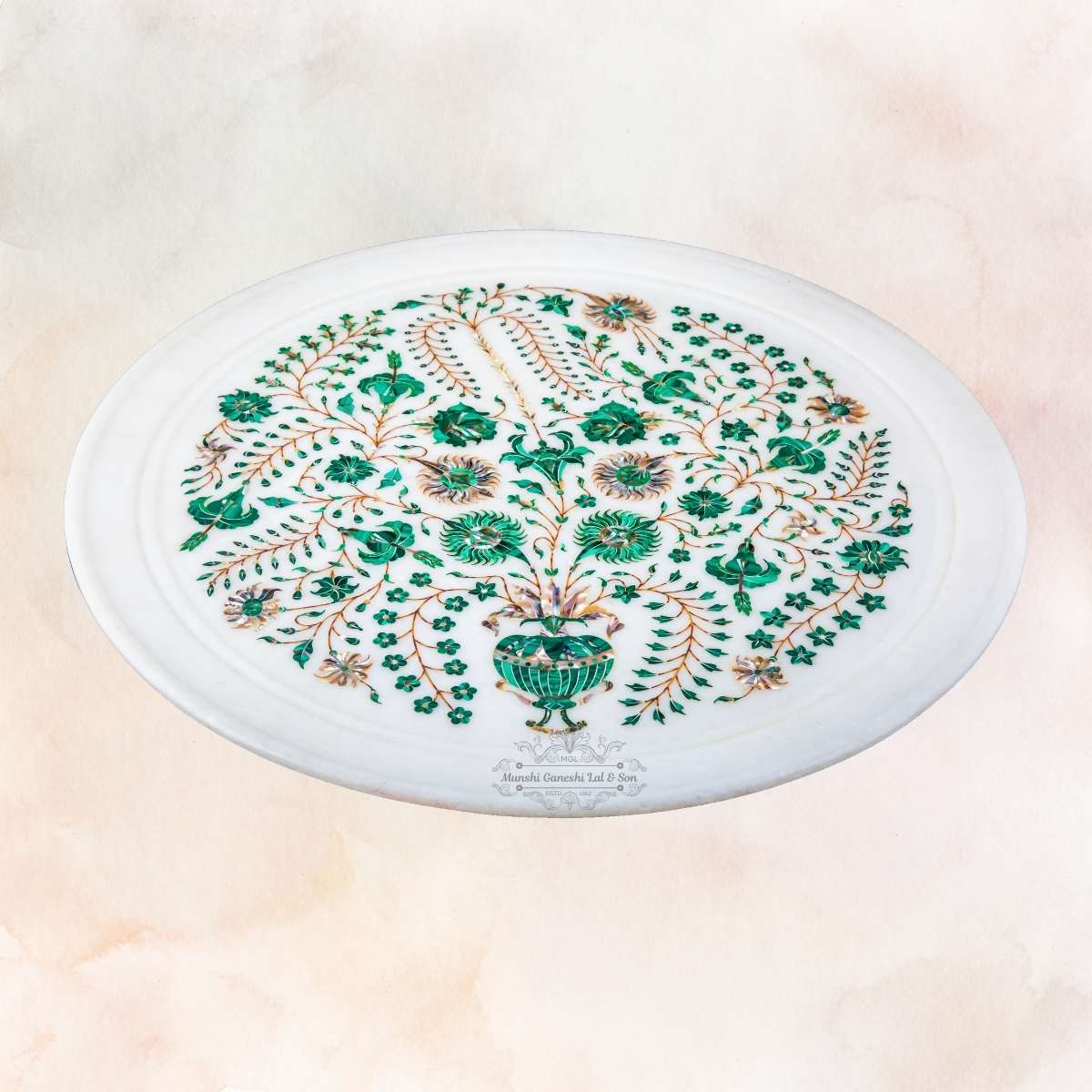 Green & Golden Colour Marble Fruit Bowl